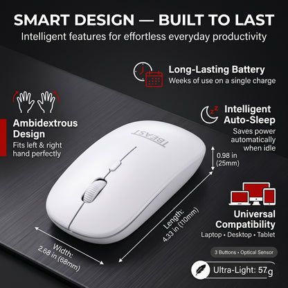 TBEAST 2-IN-1 Ergonomic Mouse Pad and Wireless Mouse Bundle